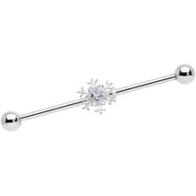 Load image into Gallery viewer, 14G Clear Gem Snowflake Industrial Barbell 38mm
