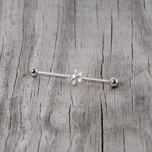 Load image into Gallery viewer, 14G Clear Gem Snowflake Industrial Barbell 38mm
