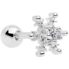 Load image into Gallery viewer, 16G 1/4 Clear Gem Winter Snowflake Cartilage Tragus
