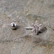 Load image into Gallery viewer, 16G 1/4 Clear Gem Winter Snowflake Cartilage Tragus
