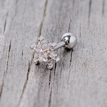 Load image into Gallery viewer, 16G 1/4 Clear Gem Winter Snowflake Cartilage Tragus
