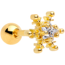 Load image into Gallery viewer, 16G 1/4 Clear Gem Gold Tone Winter Snowflake Cartilage Tragus
