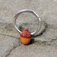 Load image into Gallery viewer, 16G 3/8 Brown Autumn Acorn Hinged Segment Ring
