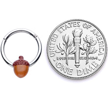 Load image into Gallery viewer, 16G 3/8 Brown Autumn Acorn Hinged Segment Ring
