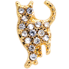 Load image into Gallery viewer, 16G 1/4 Clear Gem Gold Tone Glamourpuss Cat Cartilage Earring
