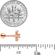 Load image into Gallery viewer, 16G 1/4 Clear Gem Rose Gold Tone Snowflake Cartilage Tragus
