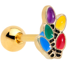 Load image into Gallery viewer, 16G 1/4 Gold Tone Christmas Lights Holiday Cartilage Tragus
