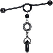 Load image into Gallery viewer, 14G Black Gem Halloween Dangle Industrial Barbell 38mm
