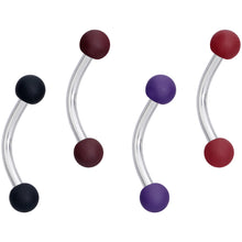 Load image into Gallery viewer, 16G 5/16 Black Blue Brown Matte Curved Eyebrow Ring Set of 4
