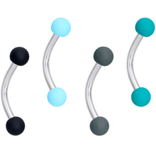 Load image into Gallery viewer, 16G 5/16 Blue Green Grey Matte Curved Eyebrow Ring Set of 4
