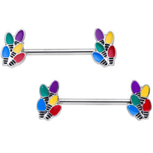 Load image into Gallery viewer, 14G 5/8 Christmas Lights Holiday Barbell Nipple Ring Set
