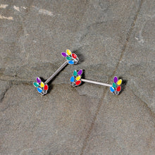 Load image into Gallery viewer, 14G 5/8 Christmas Lights Holiday Barbell Nipple Ring Set
