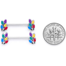 Load image into Gallery viewer, 14G 5/8 Christmas Lights Holiday Barbell Nipple Ring Set
