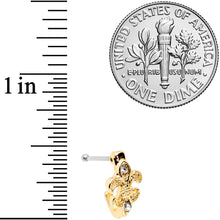 Load image into Gallery viewer, 20G 3/8 Clear Gem Gold Tone Fleur De Lis Faux Hoop Nose Bone
