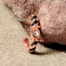 Load image into Gallery viewer, 20G 3/8 Clear Gem Rose Gold Tone Twist Faux Hoop Nose Bone
