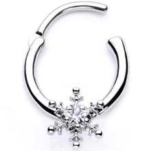 Load image into Gallery viewer, 16G 3/8 Clear Gem Holiday Snowflake Septum Clicker
