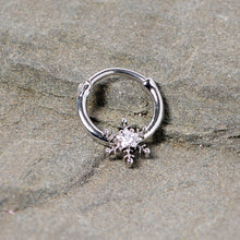 Load image into Gallery viewer, 16G 3/8 Clear Gem Holiday Snowflake Septum Clicker
