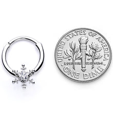Load image into Gallery viewer, 16G 3/8 Clear Gem Holiday Snowflake Septum Clicker
