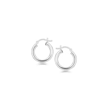 Load image into Gallery viewer, Sterling Silver Polished Hoop Style Earrings with Rhodium Plating (15mm)
