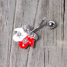 Load image into Gallery viewer, Clear Gem Winter Mittens Snowflake Christmas Belly Ring
