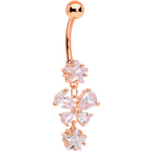 Load image into Gallery viewer, Clear Gem Rose Gold Tone Star and Bow Dangle Belly Ring
