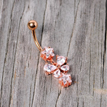 Load image into Gallery viewer, Clear Gem Rose Gold Tone Star and Bow Dangle Belly Ring
