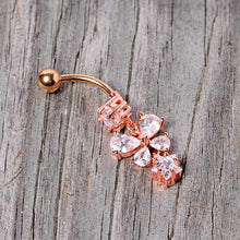Load image into Gallery viewer, Clear Gem Rose Gold Tone Star and Bow Dangle Belly Ring
