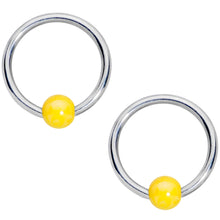 Load image into Gallery viewer, 14G 9/16 1/2 Yellow Sunflower UV BCR Barbell Nipple Ring Set of 4
