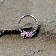 Load image into Gallery viewer, 16G 3/8 Pink Gem Star Twisted Hinged Segment Ring
