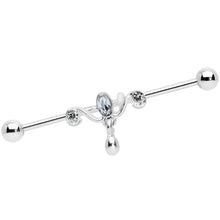 Load image into Gallery viewer, 14G Clear Gem Drop Dangle Industrial Barbell 38mm
