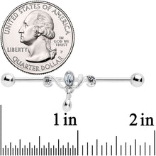 Load image into Gallery viewer, 14G Clear Gem Drop Dangle Industrial Barbell 38mm
