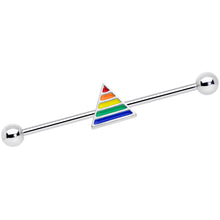 Load image into Gallery viewer, 14G Rainbow Pride Triangle Industrial Barbell 38mm
