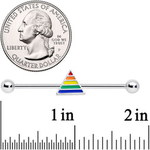 Load image into Gallery viewer, 14G Rainbow Pride Triangle Industrial Barbell 38mm
