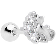 Load image into Gallery viewer, 16G 1/4 Clear CZ Gem Curve Cat Cartilage Tragus Earring
