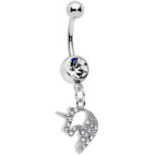 Load image into Gallery viewer, Clear Gem Silhouette Unicorn Dangle Belly Ring
