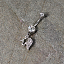 Load image into Gallery viewer, Clear Gem Silhouette Unicorn Dangle Belly Ring
