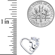 Load image into Gallery viewer, 16G 3/8 Clear CZ Gem Cat Heart Left Ear Closure Ring
