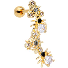Load image into Gallery viewer, 16G 1/4 Clear CZ Gem Gold Tone Spider Halloween Cartilage Tragus
