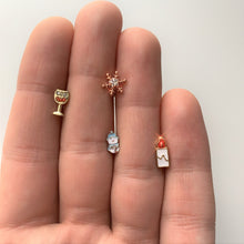 Load image into Gallery viewer, 16G 1/4 Clear Gem Rose Gold Tone Snowflake Cartilage Tragus
