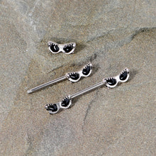 Load image into Gallery viewer, 14G 9/16 Clear Gem 50s Retro Sunglasses Barbell Nipple Ring Set
