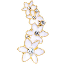 Load image into Gallery viewer, 16G 1/4 Clear CZ Gem Gold Tone White Flower Left Cartilage Tragus
