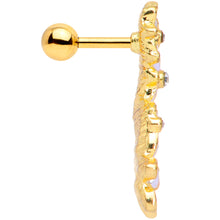 Load image into Gallery viewer, 16G 1/4 Clear CZ Gem Gold Tone White Flower Left Cartilage Tragus
