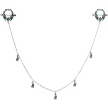 Load image into Gallery viewer, 14G 9/16 Green Faux Opal Wreath Nipple Shield Dangle Nipple Chain
