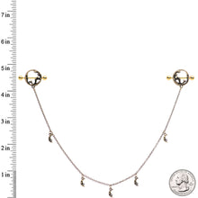 Load image into Gallery viewer, 14G Clear Gem Gold Tone Moon Mermaid Nipple Shield Dangle Chain
