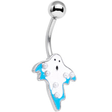 Load image into Gallery viewer, White Orb White Blue Ghost Halloween Belly Ring
