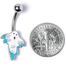 Load image into Gallery viewer, White Orb White Blue Ghost Halloween Belly Ring
