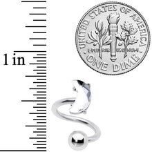 Load image into Gallery viewer, 14G 3/8 Clear Gem Faceted Crescent Moon Spiral Twister Belly Ring
