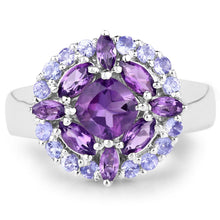 Load image into Gallery viewer, 2.19 Carat Genuine Amethyst and Tanzanite .925 Sterling Silver Ring

