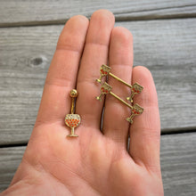 Load image into Gallery viewer, 14G 9/16 Orange Gem Gold Tone Holiday Wine Nipple Ring Set
