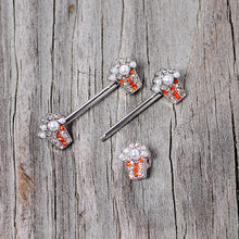 Load image into Gallery viewer, 14G 9/16 White Orb Movie Night Popcorn Barbell Nipple Ring Set
